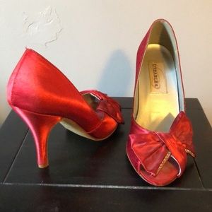 Red Satin Heels